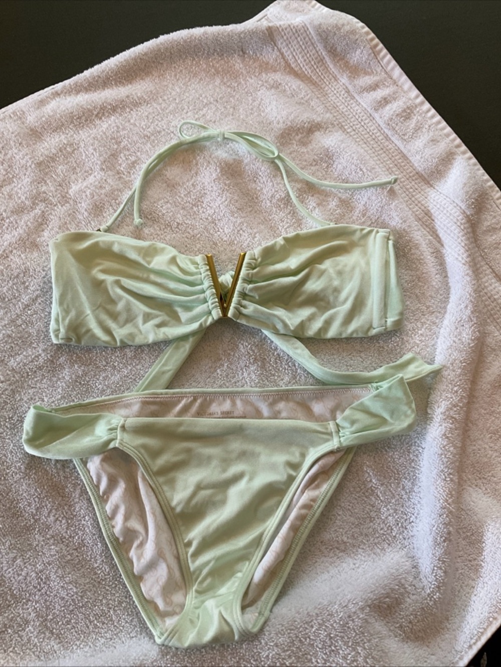 Victoria's Secret Pale Mint Bikini with Gold Logo Plate